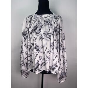 Treasure & Bond 100% Cotton Abstract Print Long Sleeve Blouse Size Small